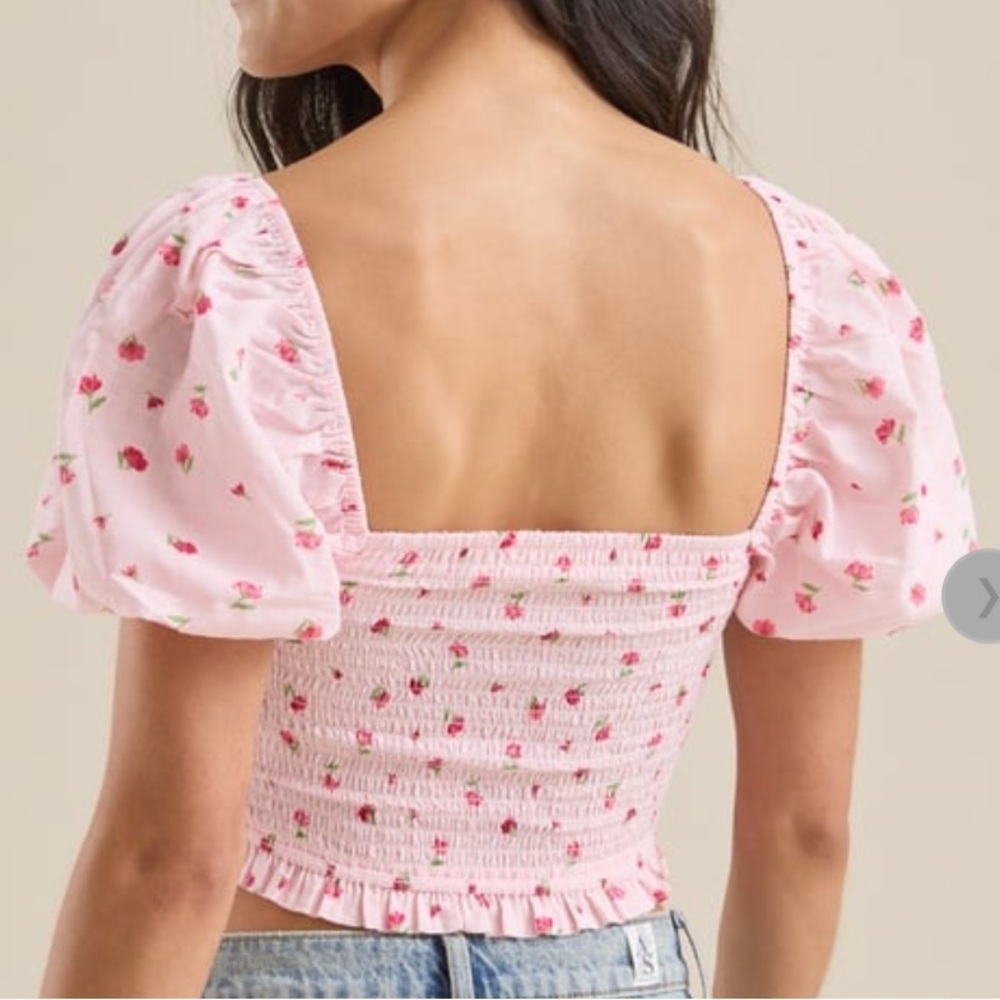 Altar'd State Morgan Pink Floral Smocked Top NWT - Picture 2 of 7